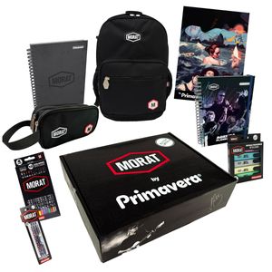 Caja MORAT Black | Cuaderno + Morral + Cartuchera + Planeador + Útiles + Afiche